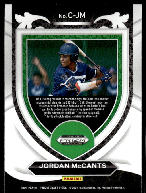 Jordan McCants 2021 Panini Prizm Draft Picks Baseball Crusade Back of Card