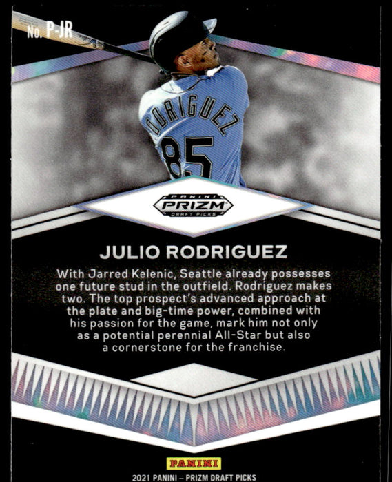 Julio Rodriguez 2021 Panini Prizm Draft Picks Baseball Prospects Back of Card