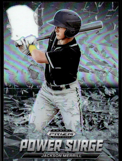 Jackson Merrill 2021 Panini Prizm Draft Picks Baseball Power Surge Silver Front of Card