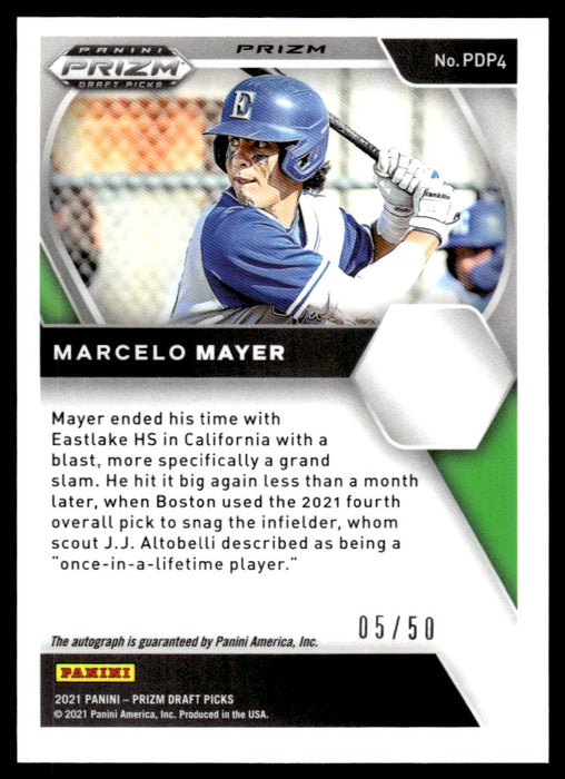 Marcelo Mayer 2021 Panini Prizm Draft Picks Baseball Red Back of Card