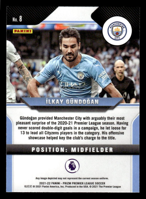 Ilkay Gundogan 2021-22 Panini Prizm Premier League Base Back of Card