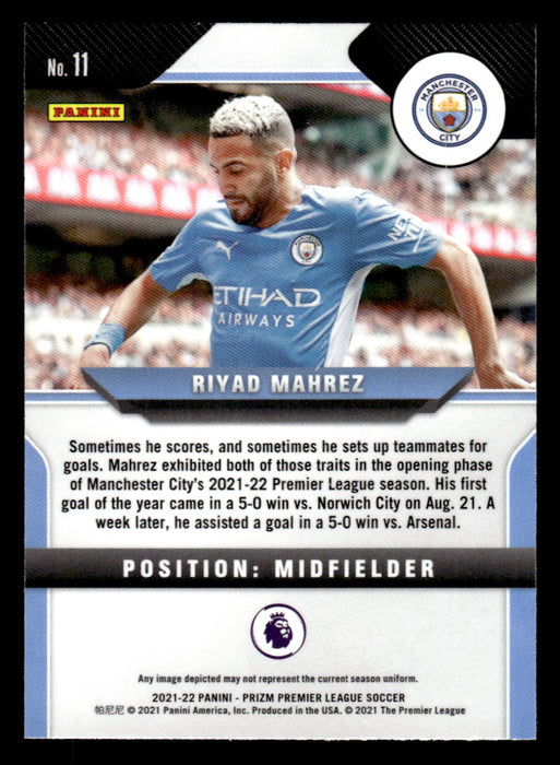 Riyad Mahrez 2021-22 Panini Prizm Premier League Base Back of Card