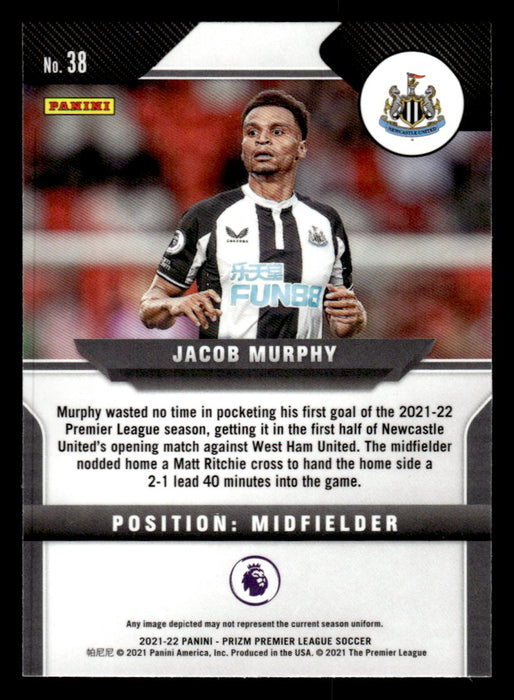 Jacob Murphy 2021-22 Panini Prizm Premier League Base Back of Card