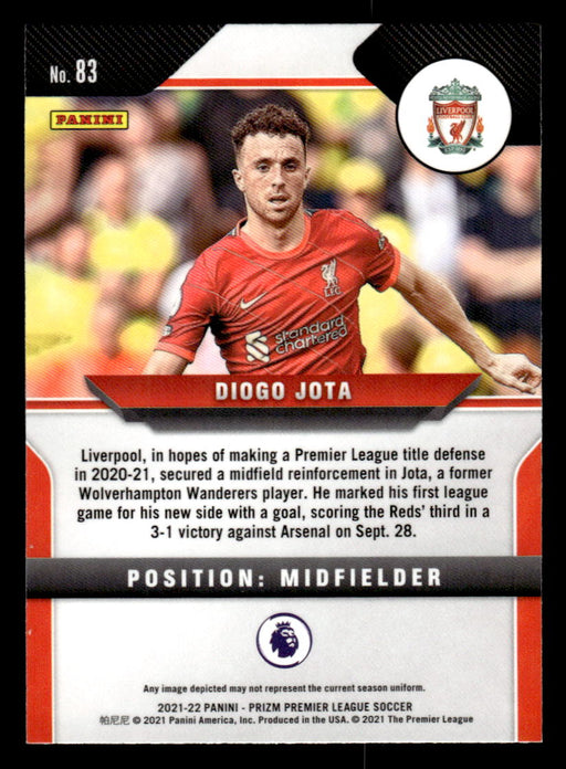 Diogo Jota 2021-22 Panini Prizm Premier League Base Back of Card