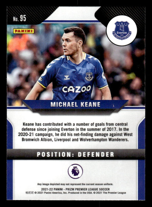 Michael Keane 2021-22 Panini Prizm Premier League Base Back of Card