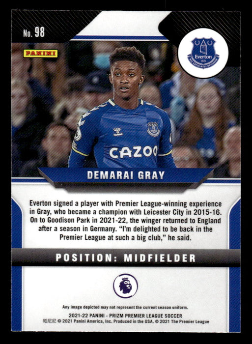 Demarai Gray 2021-22 Panini Prizm Premier League Base Back of Card