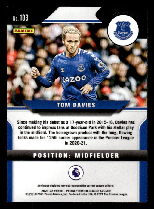 Tom Davies 2021-22 Panini Prizm Premier League Base Back of Card