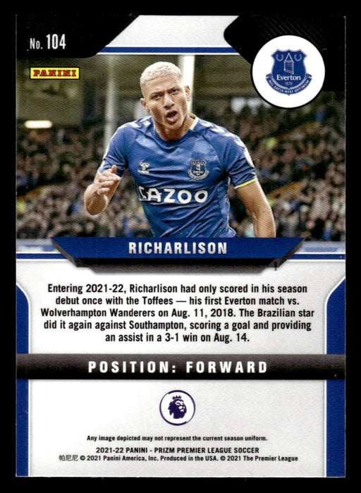 Richarlison 2021-22 Panini Prizm Premier League Base Back of Card