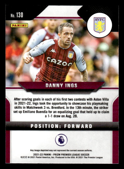 Danny Ings 2021-22 Panini Prizm Premier League Base Back of Card