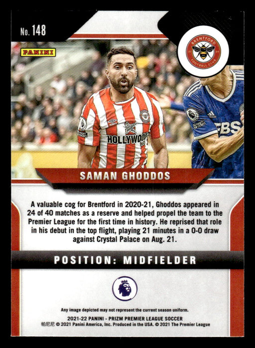 Saman Ghoddos 2021-22 Panini Prizm Premier League Base Back of Card