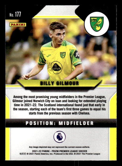 Billy Gilmour 2021-22 Panini Prizm Premier League Base Back of Card