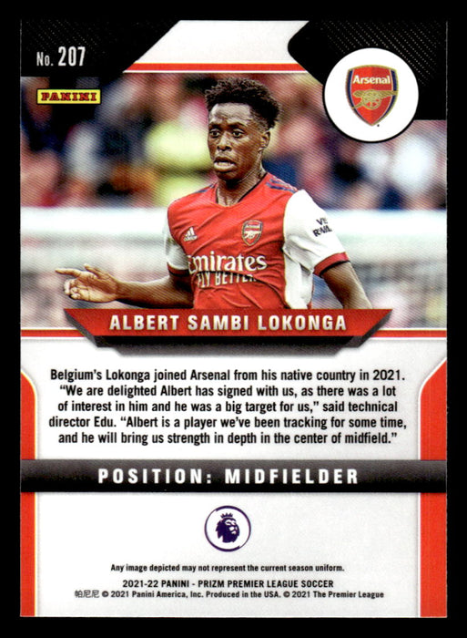 Albert Sambi Lokonga 2021-22 Panini Prizm Premier League Base Back of Card