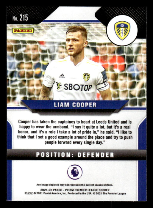 Liam Cooper 2021-22 Panini Prizm Premier League Base Back of Card