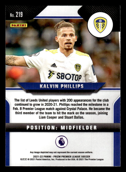 Kalvin Phillips 2021-22 Panini Prizm Premier League Base Back of Card