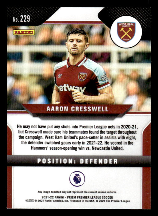 Aaron Cresswell 2021-22 Panini Prizm Premier League Base Back of Card