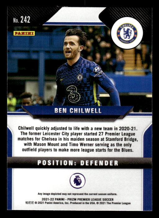 Ben Chilwell 2021-22 Panini Prizm Premier League Base Back of Card