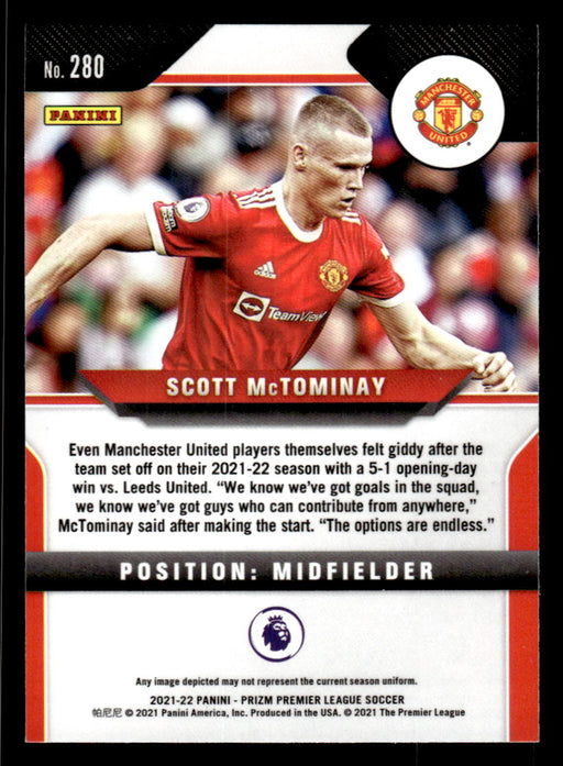 Scott McTominay 2021-22 Panini Prizm Premier League Base Back of Card