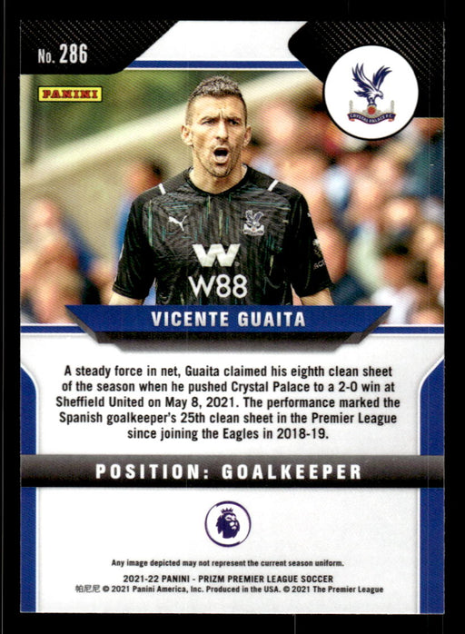 Vicente Guaita 2021-22 Panini Prizm Premier League Base Back of Card