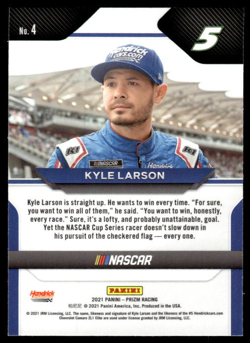 Kyle Larson 2021 Panini Prizm Racing Base Back of Card