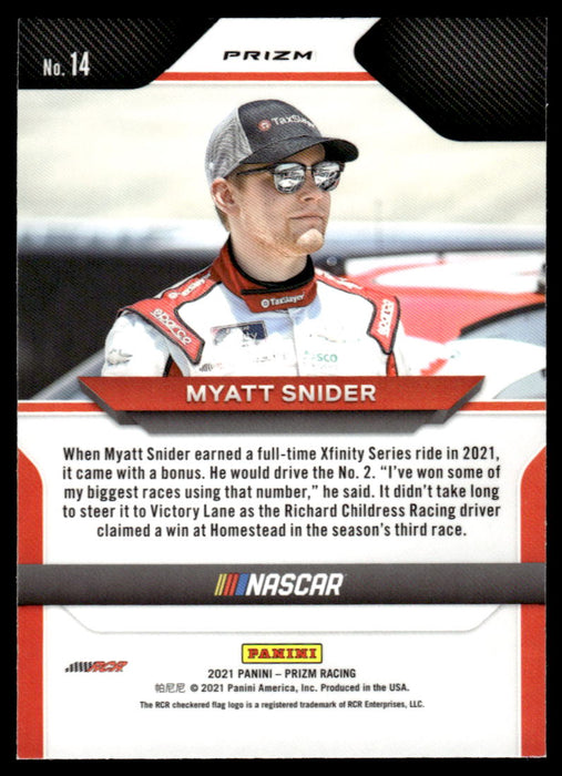 Myatt Snider 2021 Panini Prizm Silver Prizm Back of Card