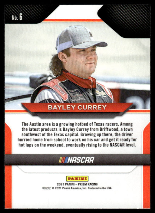 Bayley Currey 2021 Panini Prizm Racing Base Back of Card