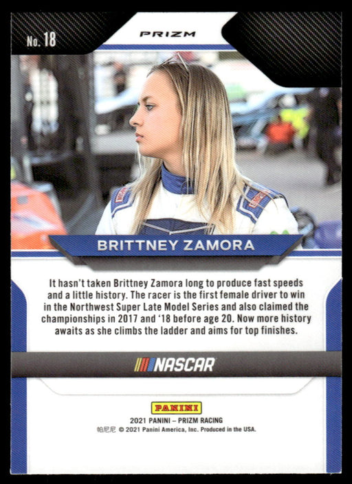 Brittney Zamora 2021 Panini Prizm Silver Prizm Back of Card