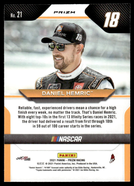 Daniel Hemric 2021 Panini Prizm Silver Prizm Back of Card