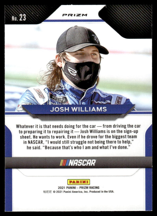 Josh Williams 2021 Panini Prizm Silver Prizm Back of Card