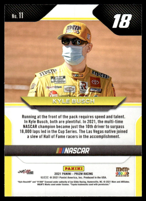 Kyle Busch 2021 Panini Prizm Racing Base Back of Card