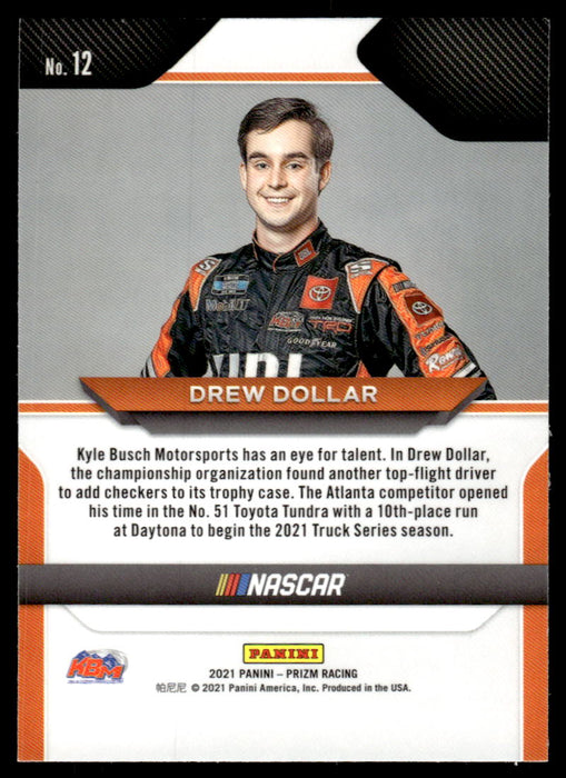 Drew Dollar 2021 Panini Prizm Racing Base Back of Card