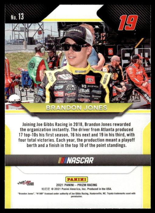 Brandon Jones 2021 Panini Prizm Racing Base Back of Card