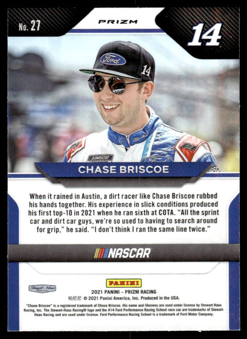 Chase Briscoe 2021 Panini Prizm Silver Prizm Back of Card