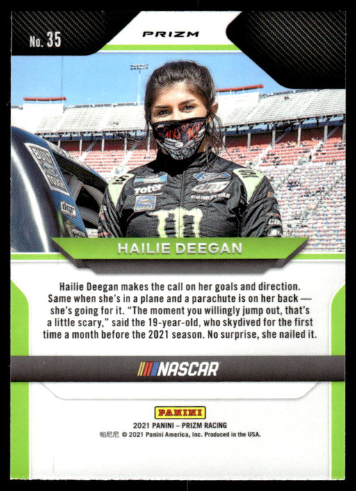 Hailie Deegan 2021 Panini Prizm Silver Prizm Back of Card