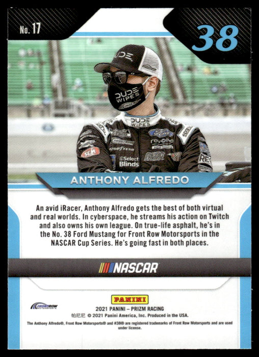 Anthony Alfredo 2021 Panini Prizm Racing Base Back of Card