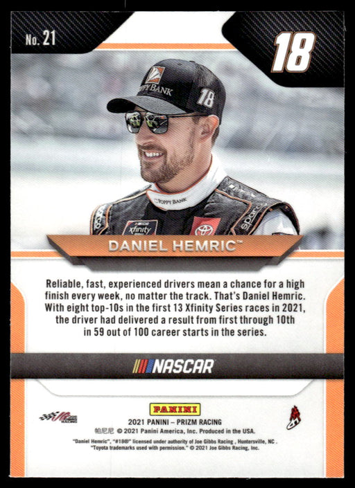 Daniel Hemric 2021 Panini Prizm Racing Base Back of Card