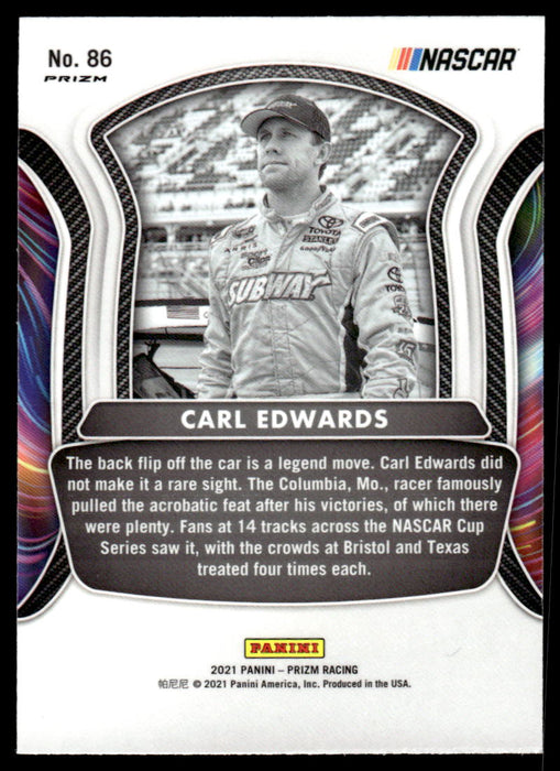 Carl Edwards 2021 Panini Prizm Silver Prizm Legends Back of Card