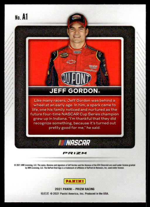 Jeff Gordon 2021 Panini Prizm Apex Silver Prizm Back of Card