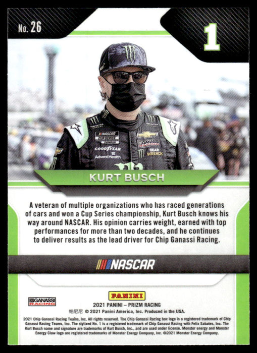 Kurt Busch 2021 Panini Prizm Racing Base Back of Card