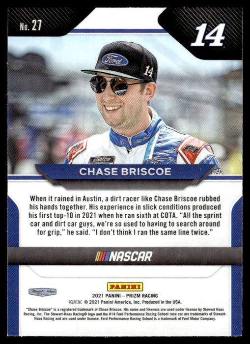 Chase Briscoe 2021 Panini Prizm Racing Base Back of Card