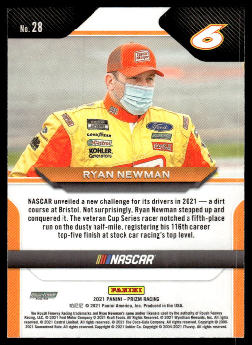 Ryan Newman 2021 Panini Prizm Racing Base Back of Card