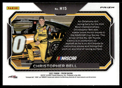 Christopher Bell 2021 Panini Prizm Heros Silver Prizm Back of Card