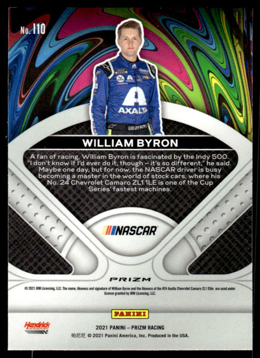 William Byron 2021 Panini Prizm Illumination Silver Prizm Back of Card