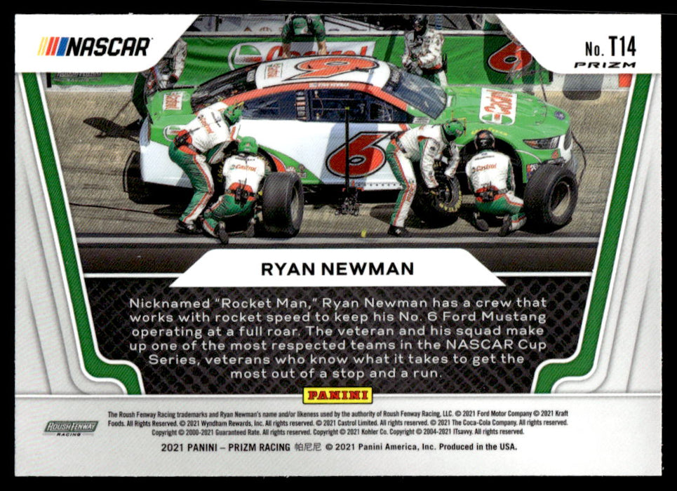 Ryan Newman 2021 Panini Prizm Teamwork Silver Prizm Back of Card