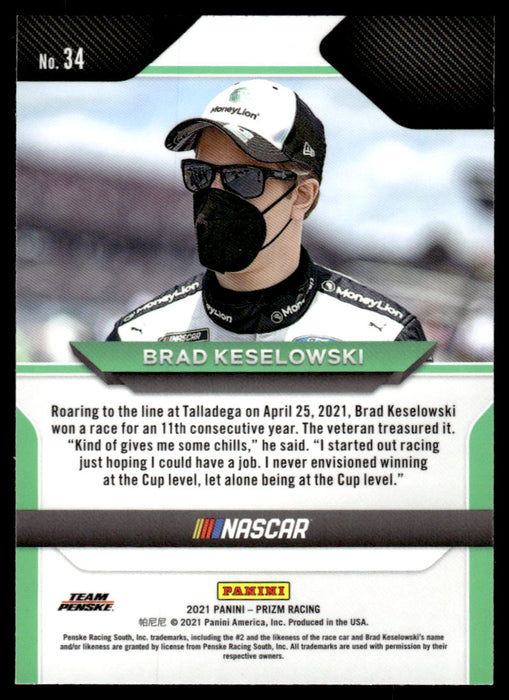 Brad Keselowski 2021 Panini Prizm Racing Base Back of Card