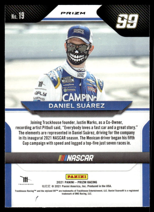 Daniel Suarez 2021 Panini Prizm Hyper Red & Blue Back of Card