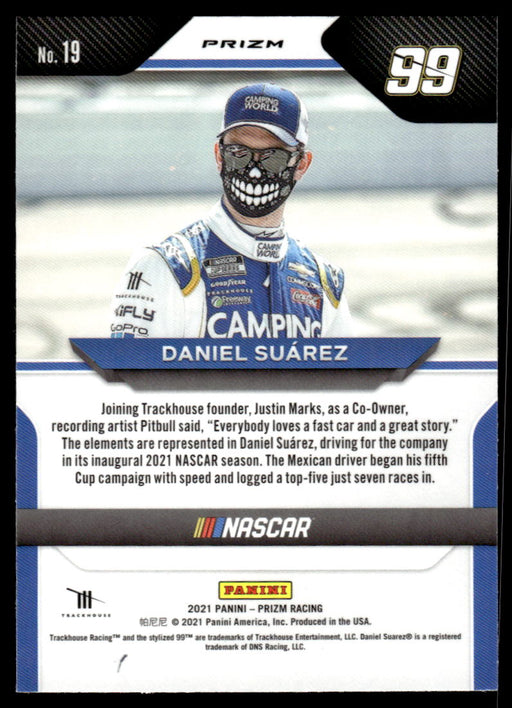 Daniel Suarez 2021 Panini Prizm Hyper Red & Blue Back of Card