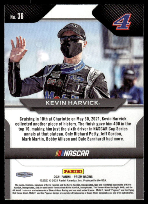 Kevin Harvick 2021 Panini Prizm Racing Base Back of Card