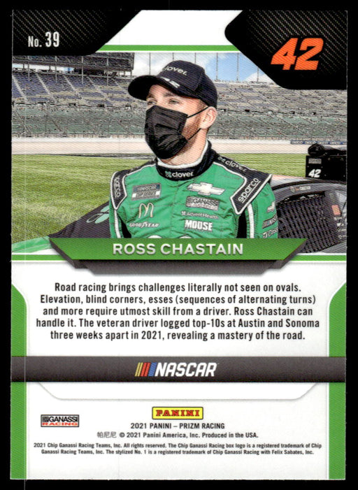 Ross Chastain 2021 Panini Prizm Racing Base Back of Card