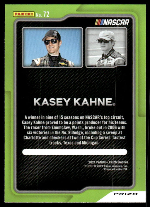 Kasey Kahne 2021 Panini Prizm Hyper Red & Blue Flashbacks Back of Card