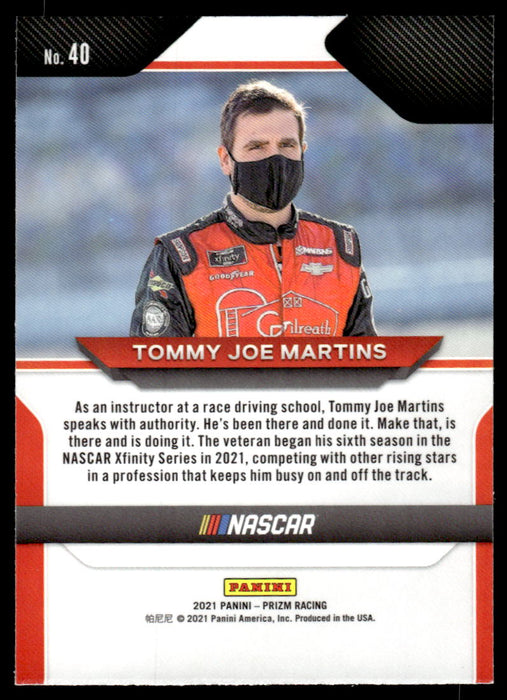 Tommy Joe Martins 2021 Panini Prizm Racing Base Back of Card